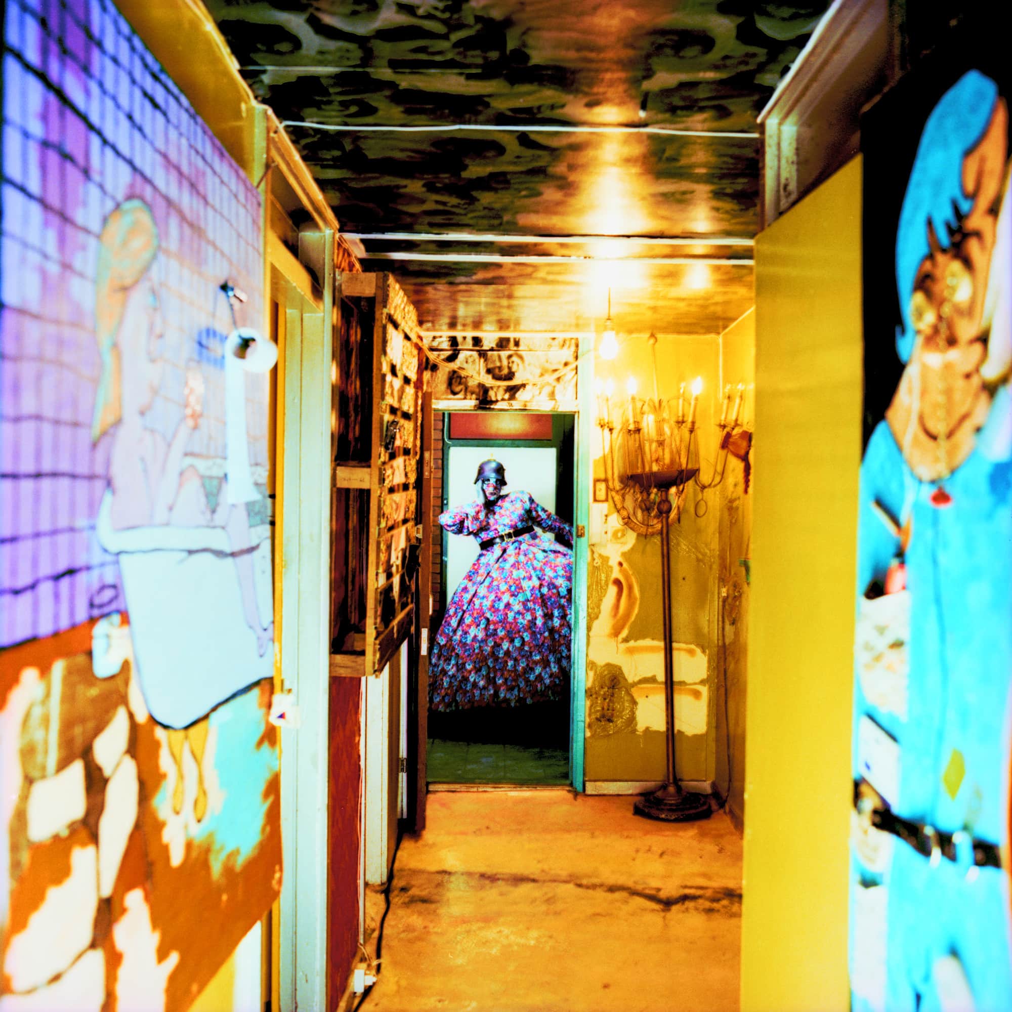 Mavericks: Looking down the hallway of Leigh Bowery's extraordinary flat.