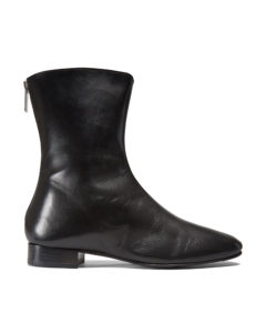 Ops&Ops No12 Classic Black leather boots with silver zipper side view