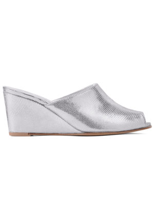 Ops&Ops No15 Chrome leather wedge mules side view