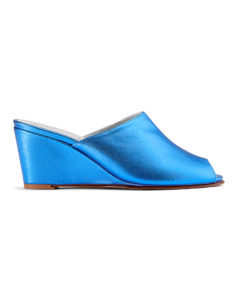 Ops&Ops No15 Metallic Turquoise leather wedge mules side view