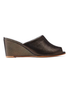Ops&Ops No15 Black Granite leather wedge mules, side view