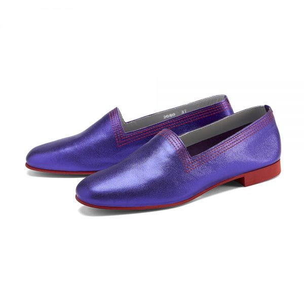 purple leather flats