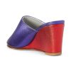 Ops&Ops No15 Metallic Purple with Metallic Red leather wedge mules back view