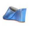 Ops&Ops No15 Metallic Turquoise leather wedge mules front view
