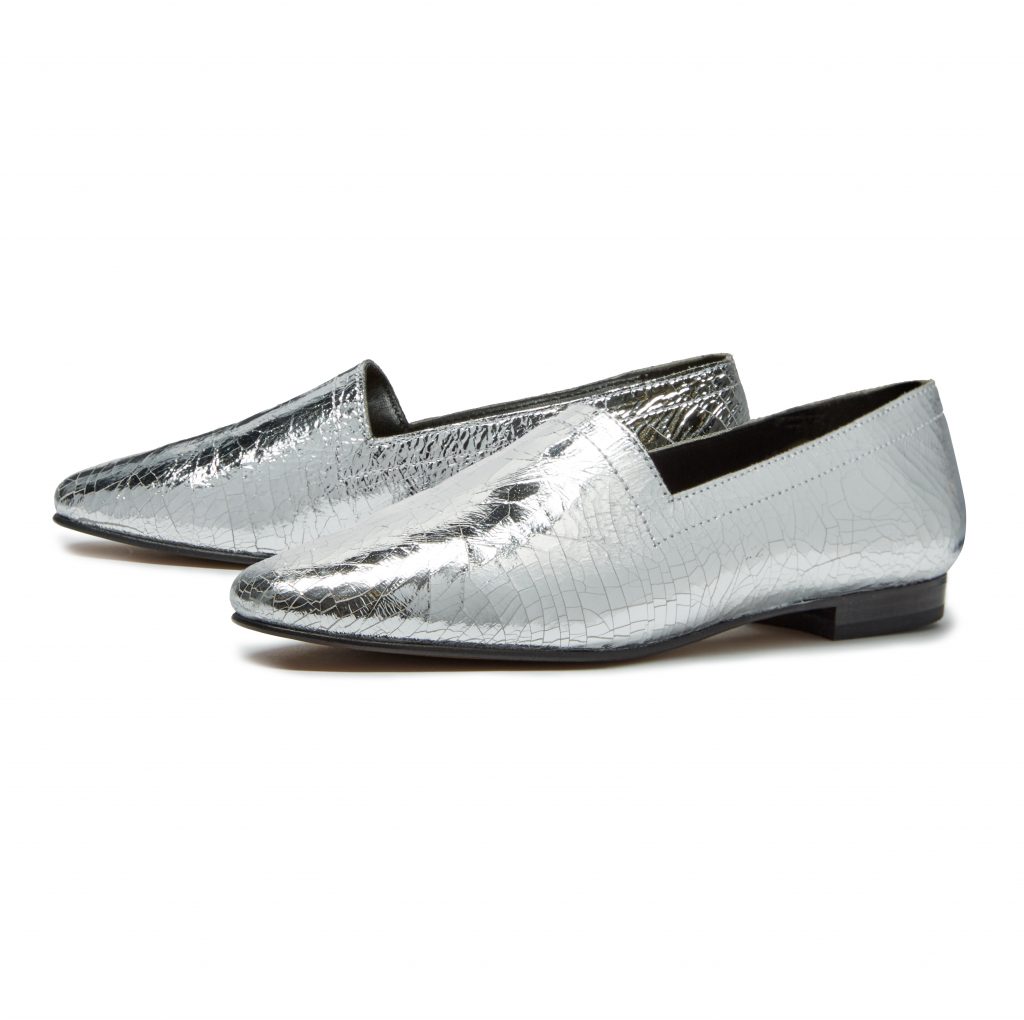 No.14 Silver Foil Metallic Leather Flats - Ops & Ops