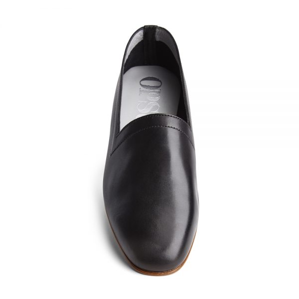 Ops&Ops No10 Classic Black leather flats, front view