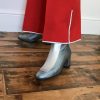 Ops&Ops No16 Silver Duo boot modelled with wide red trousers