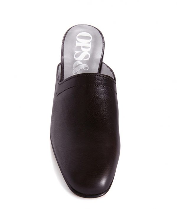Ops&Ops No13 Matte Black leather slides front view