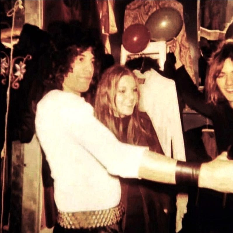 Freddie Mercury, friend Mary and Roger Taylor from Queen in Mair’s Kensington High Street boutique, 1970