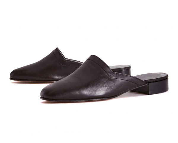 Ops&Ops No13 Matte Black leather slides pair