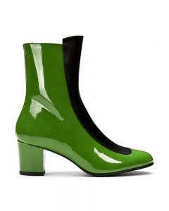 Ops&Ops No16 Avocado patent leather boots side view
