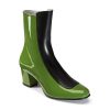 Ops&Ops No16 Avocado patent leather mid-heel boots angled view