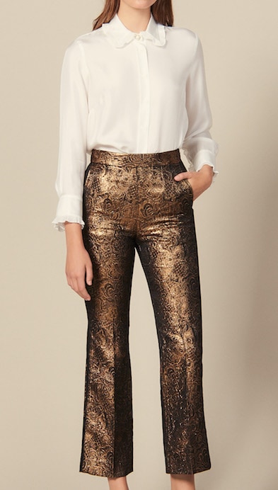 Sandro flared brocade tailored trousers for winter parties