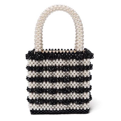 Antonia black and cream pearl handbag by Shrimps