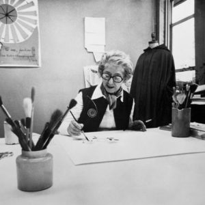 Vera painting in her office, c. 1970