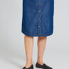 Ops&Ops No10 Action Black flats worn here with knee-length button-through denim dress