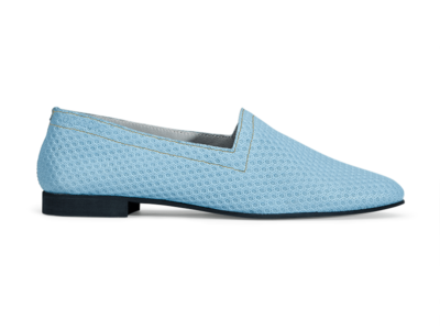 OpsOps No10 Action leather flats Light Blue with light stitchingside view
