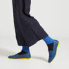 Ops&Ops No10 Action Blue leather flats stepping out with blue patterned socks and cropped trousers