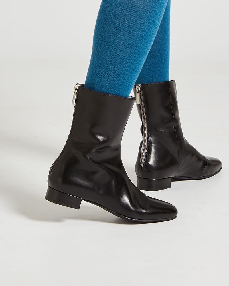 black leather gogo boots