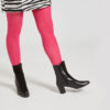 Ops&Ops No16 Black Duo mid-heel leather boots worn with red tights and zebra-print short dress