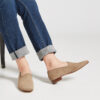 Ops&Ops No17 Mushroom nubuck flats close-up worn with turned up denim jeans