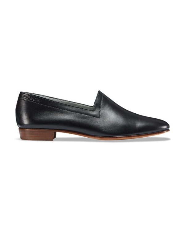 Ops&Ops No17 Classic Black nubuck flats, side view