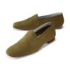 Ops&Ops No17 Olive nubuck flats pair left, side view
