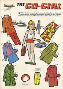 Go-Girl paper doll and costumes from Bunty comic