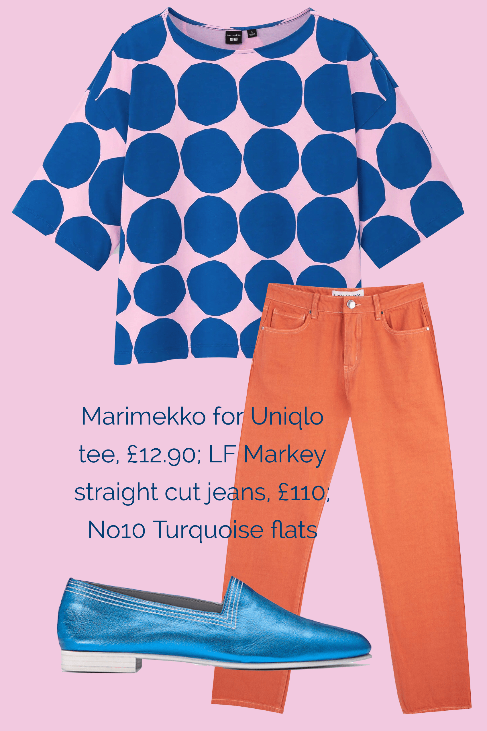 Ops&Ops No10 Turquoise Racer flats teamed with LF Markey jeans and Marimekko for Uniqlo t-shirt