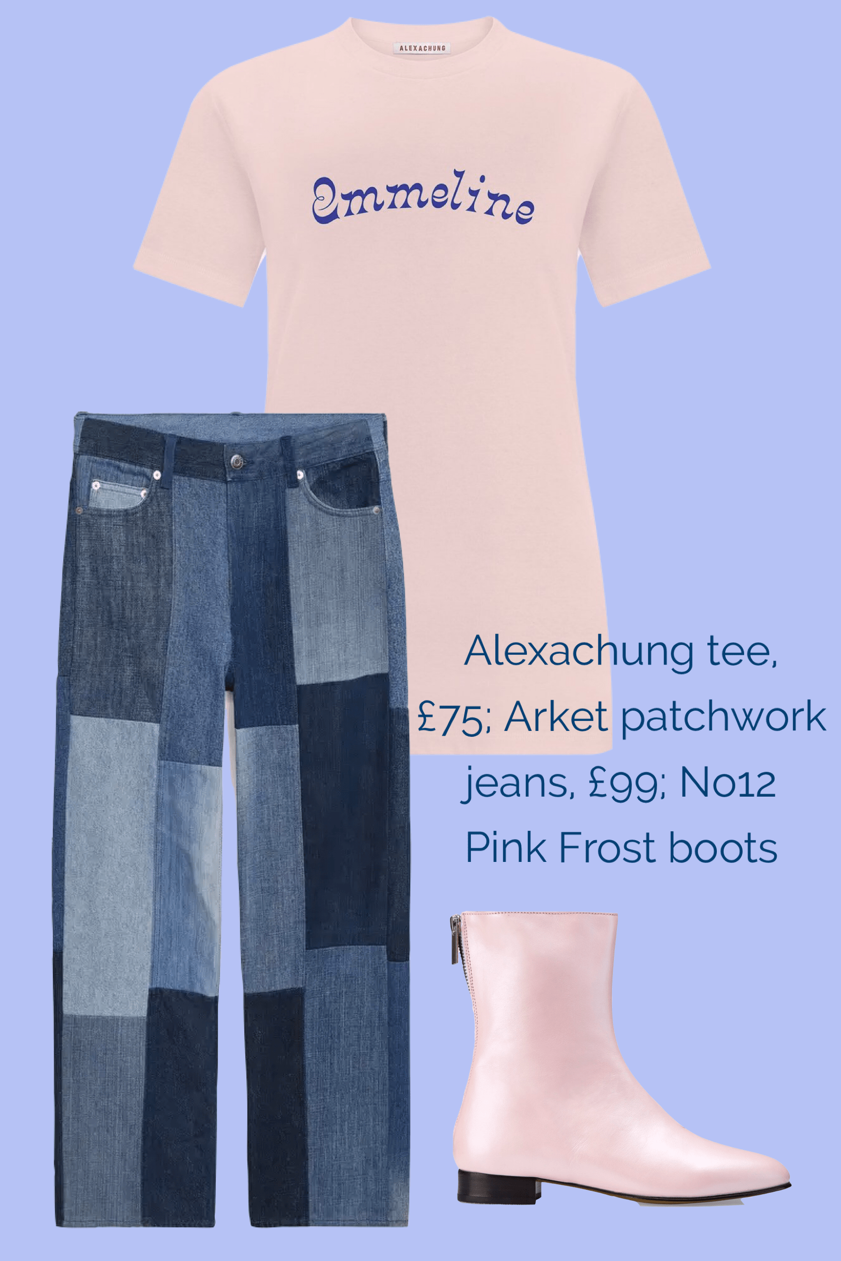 No12 Pink Frost boots teamed with Arket jeans and Alexa Chung T-shirt