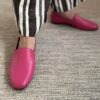 Ops&Ops No10 Guava flats styled with striped, wide-leg trousers