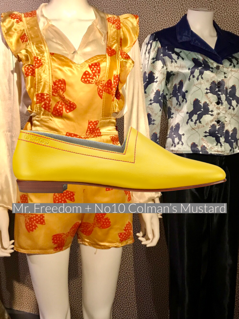 Golden Age of Boutiques: Ops&Ops No10 Colman's Mustard flats and Mr Freedom playsuit in same colour combo