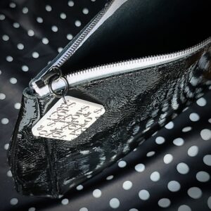 Ops&Ops No101 Liquorice patent clutch bag with polka dots