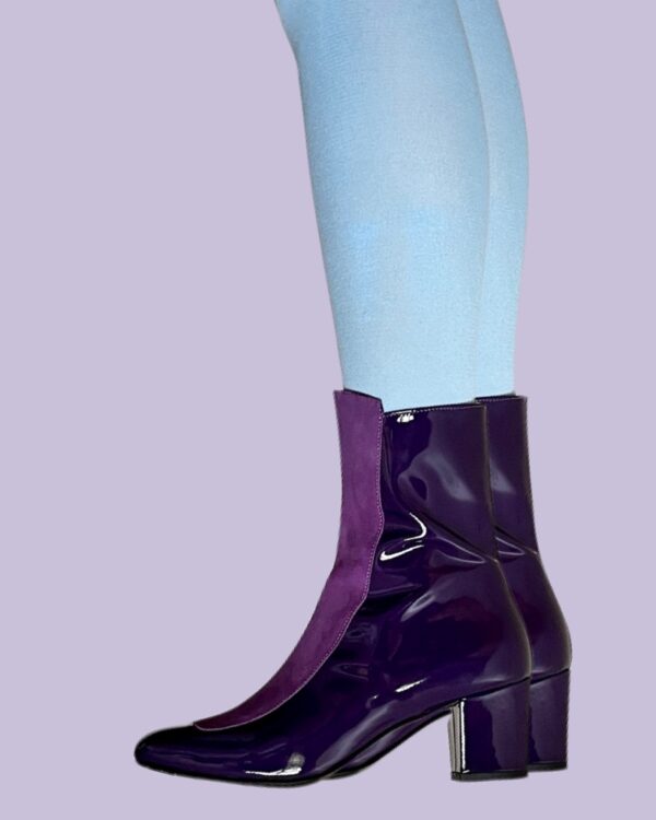 Ops&Ops No16 Purple Duo boot styled with pale blue tights