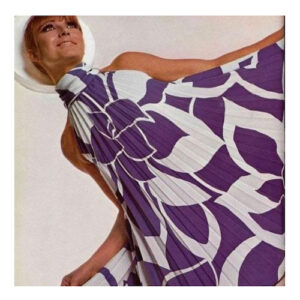 Pierre Cardin purple and white pleated trapeze dress