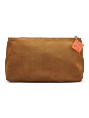Ops&Ops No101 Toffee suede clutch with pull by Tatty Devine