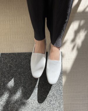 No.10 Lurex White Leather Flats - Ops & Ops