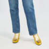 Ops&Ops No16 Gold Duo metallic leather boot worn with jeans, front view