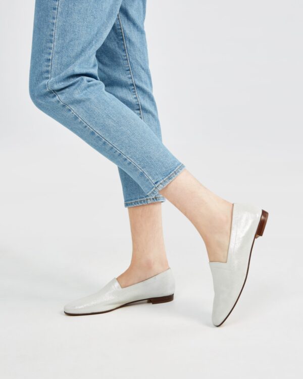 Ops&Ops No10 Lurex White flats and cropped stonewashed jeans