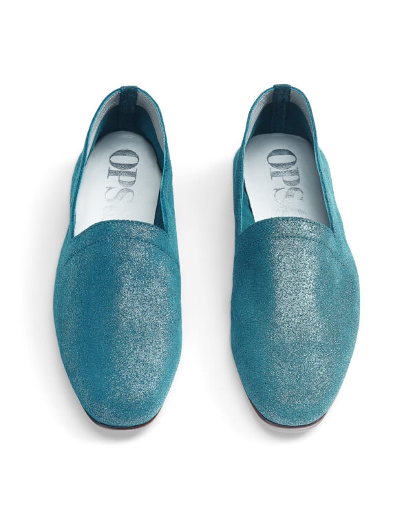 Ops&Ops No10 Lurex Blue leather loafers, pair