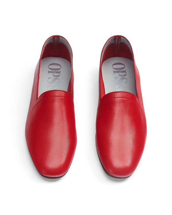 Ops&Ops No10 Lipstick Red leather loafers, pair