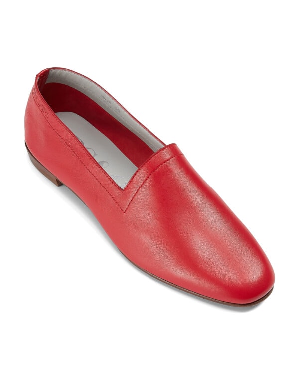 Ops&Ops No10 Lipstick Red leather loafers, angle