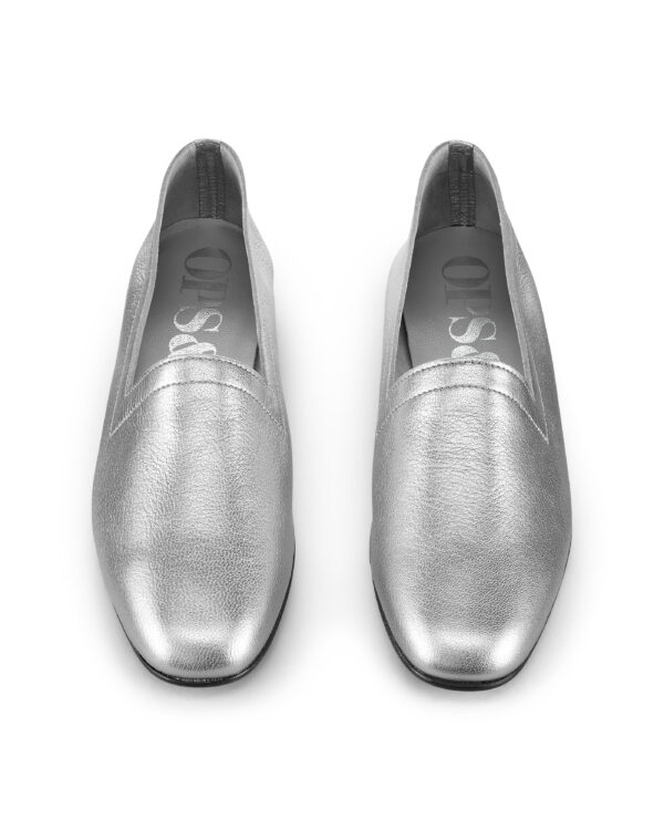 Ops&Ops No11 Sterling Silver metallic leather block-heel loafers, pair