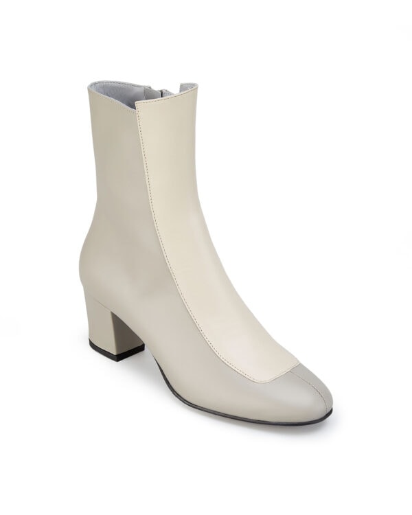 Ops&Ops No16 Modern Grey leather block-heel boots, angle