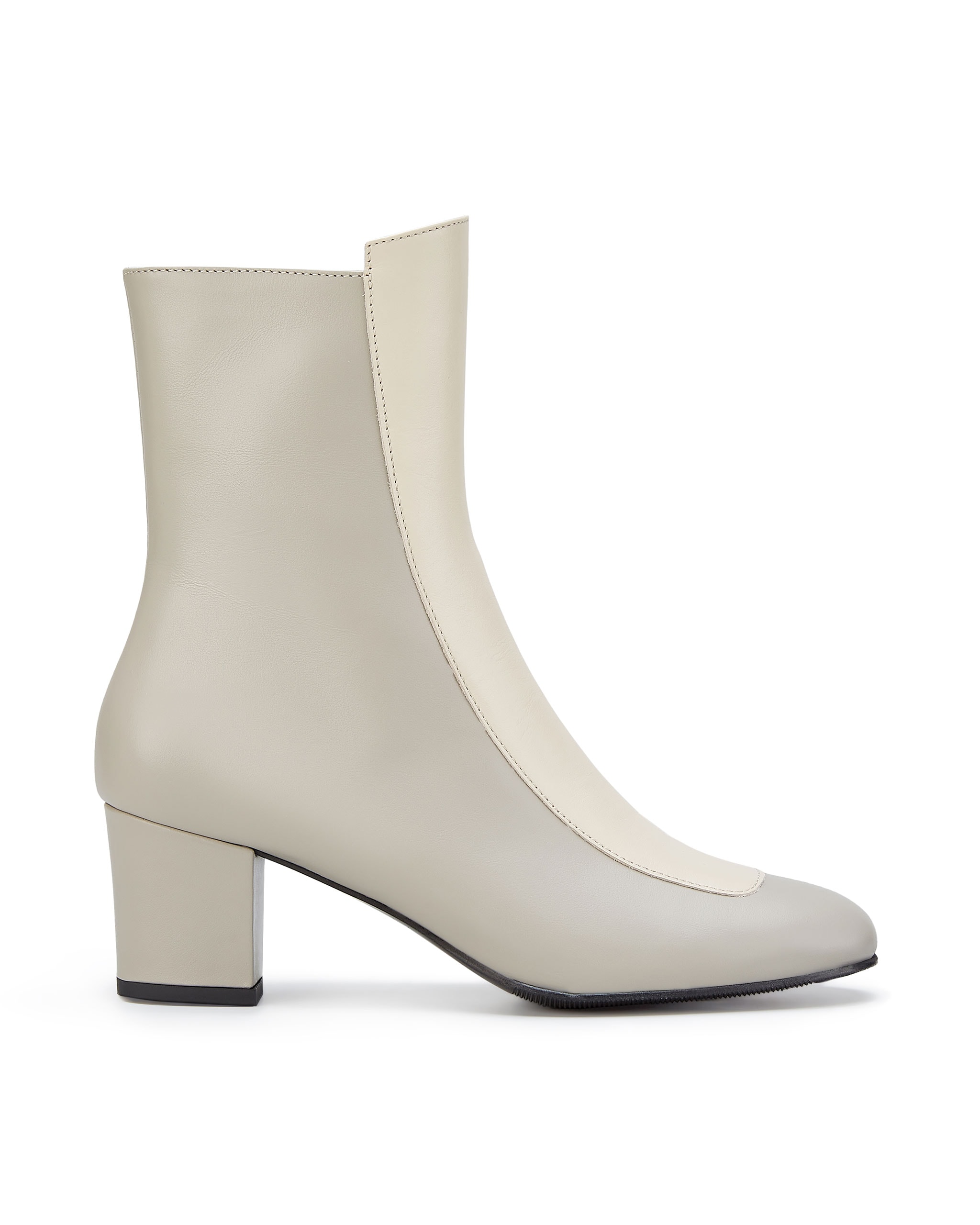 Ops&Ops No16 Modern Grey leather block-heel boots, side view