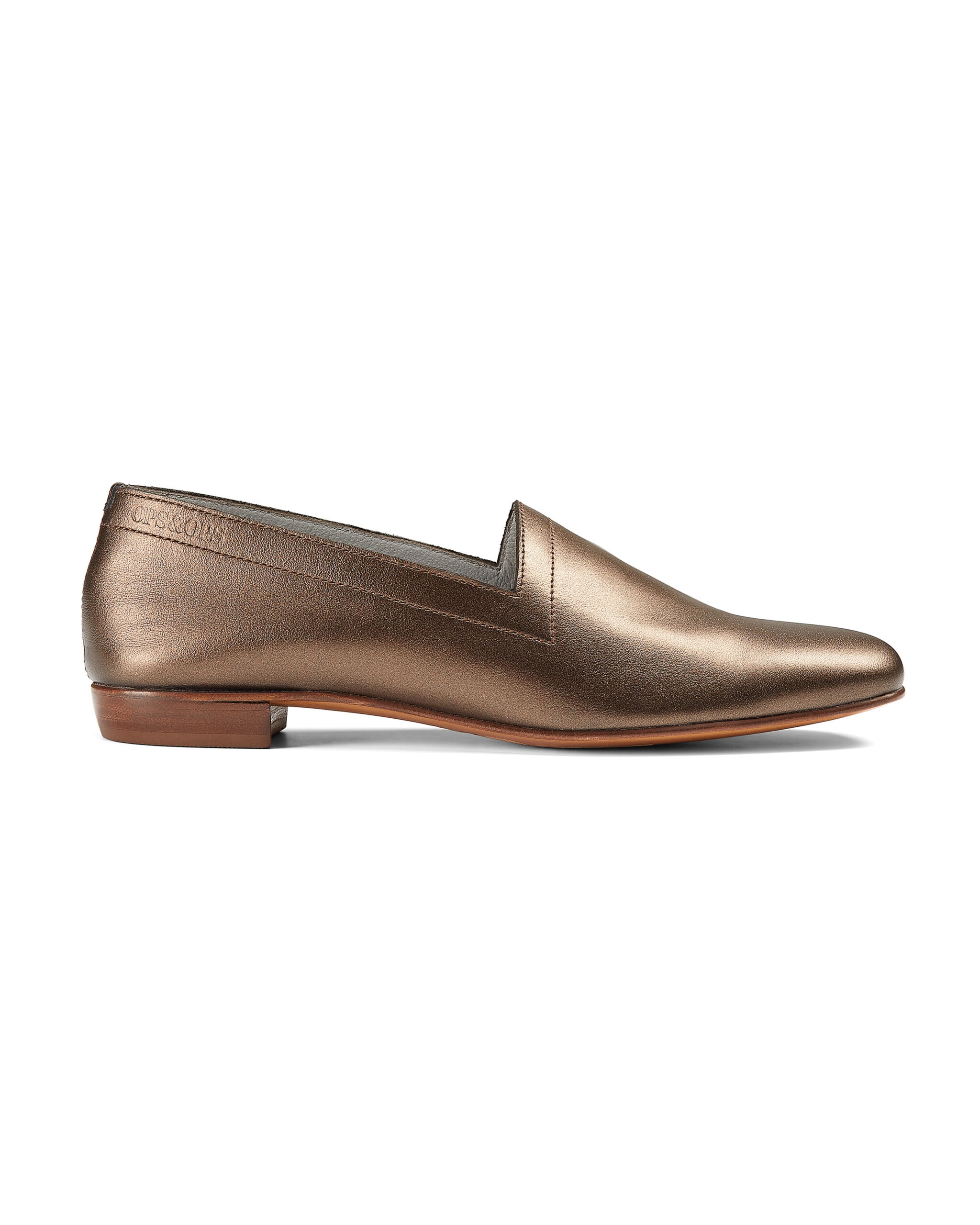 Ops&Ops No17 Bronze metallic leather loafers, side view