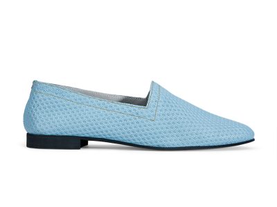 No10 Action Light Blue side Ops&Ops No10 Action Light Blue perforated leather flats, side view