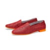 Ops&Ops No10 Action Red perforated leather flats with orange manmade sole and heel, pair