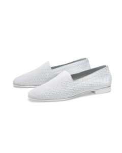 Ops&Ops No10 Action white perforated leather flats with white manmade sole and heel, pair