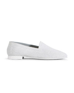 Ops&Ops No10 Action white perforated leather flats with white manmade sole and heel, side view
